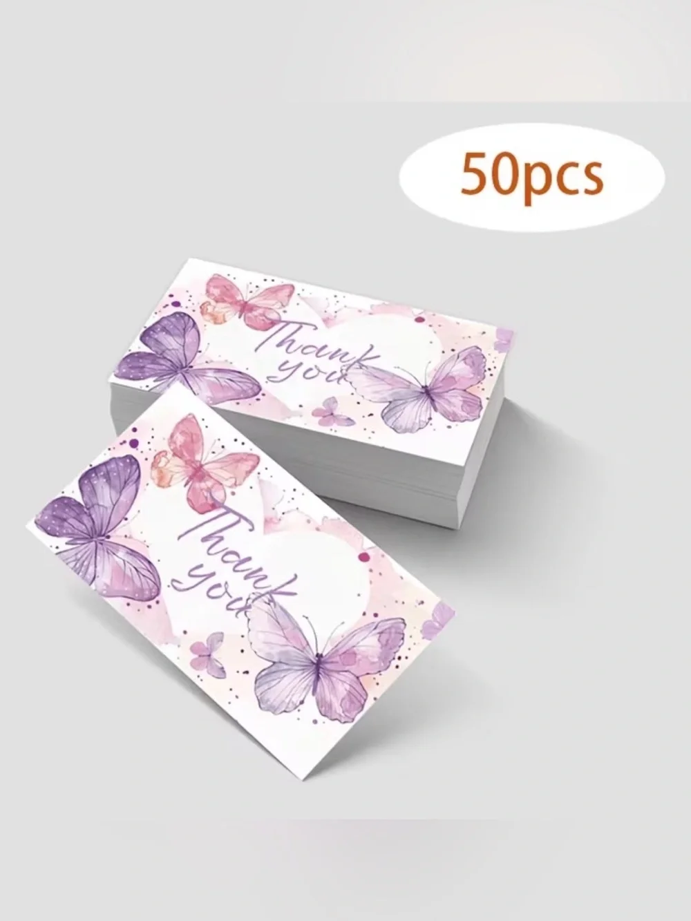 Thank You Butterfly Note Cards - Purple & Pink (50pcs)